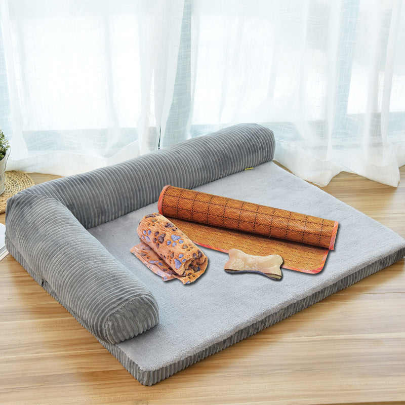 Corduroy Bolster Sofa Bed For Senior Dogs With Plush Comfort And Superior Joint Support