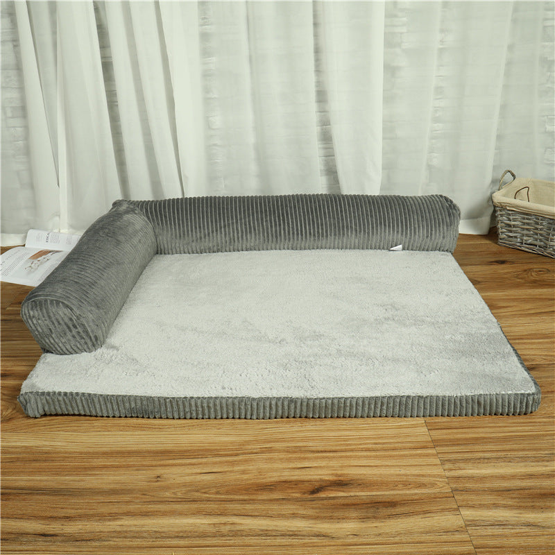 Corduroy Bolster Sofa Bed For Senior Dogs With Plush Comfort And Superior Joint Support