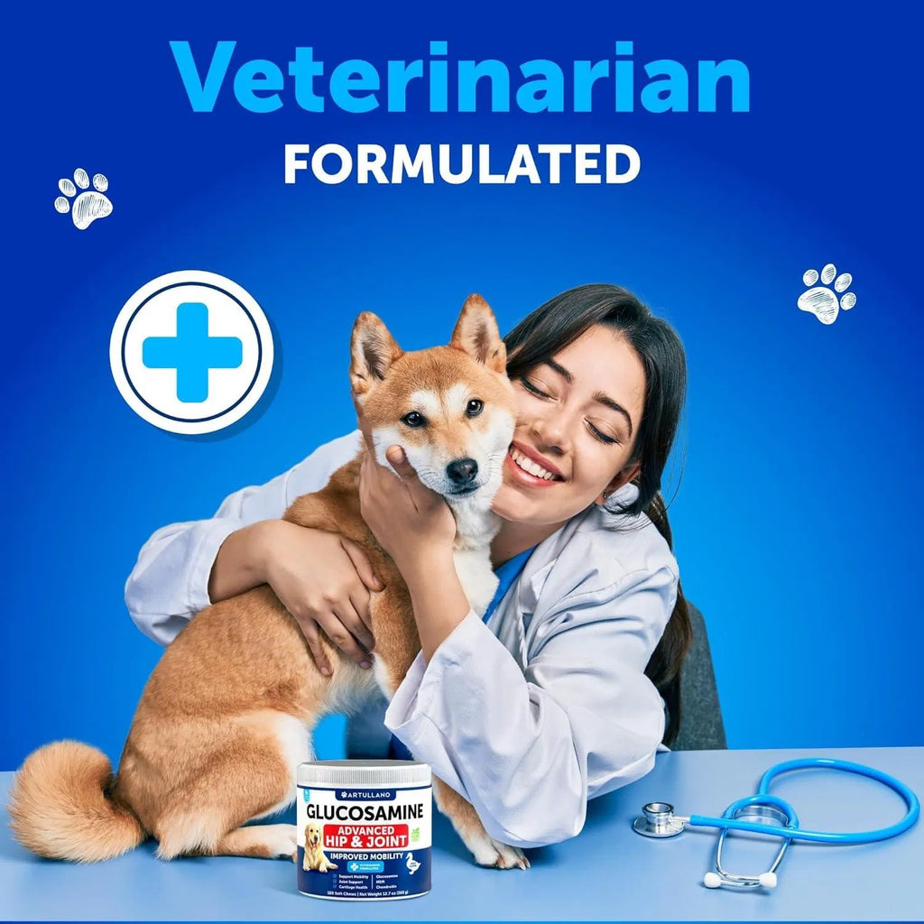 Glucosamine For Dogs Hip And Joint Supplement Chondroitin Hemp Oil MSM Chews Arthritis Support Large Breeds 120 Treats
