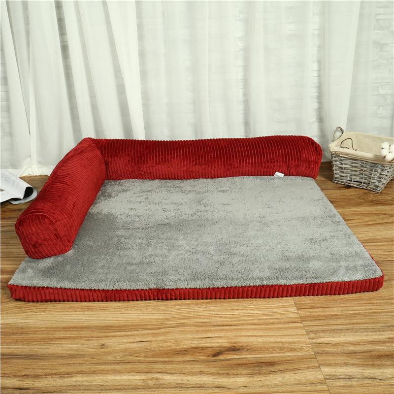 Corduroy Bolster Sofa Bed For Senior Dogs With Plush Comfort And Superior Joint Support