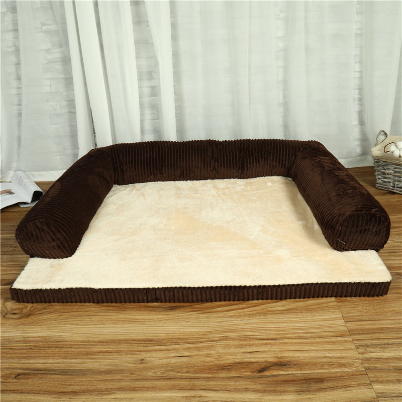 Corduroy Bolster Sofa Bed For Senior Dogs With Plush Comfort And Superior Joint Support